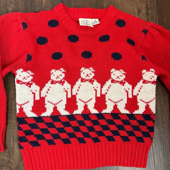 This Vintage Girls Red Knit Sweater S - Picture 3 of 5